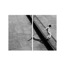 Kit 2 Quadros Tela Canvas Pista Skate Skatista Preto Cinza Kit 2 Quadros Tela Canvas Pista Skate Skatista Preto Cinza