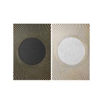 Kit 2 Quadros Tela Canvas Preto Branco Circulo Espiral Sala