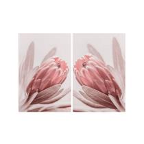 Kit 2 Quadros Tela Canvas Protea Rosa Rose Claro Flor Quarto Kit 2 Quadros Tela Canvas Protea Rosa Rose Claro Flor Quarto