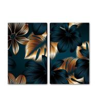 Kit 2 Quadros Telas Decorativas Floral Luxuoso 60X40Cm