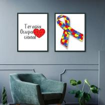 Kit 2 Quadros Terapia Ocupacional - Autismo 24X18Cm