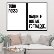 Kit 2 Quadros Tudo Posso Naquele Que Me Fortalece 60x40cm Kit 2 Quadros Tudo Posso Naquele Que Me Fortalece 60x40cm