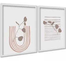 Kit 2 Quadros Ultra Minimalistas Neutros Boho 24x18cm - com vidro Kit 2 Quadros Ultra Minimalistas Neutros Boho 24x18cm - com vidro