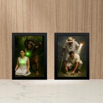 Kit 2 Quadros Umbanda - Entidades e Médiuns 33x24cm - com vidro