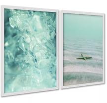 Kit 2 Quadros Verde Água Cristal Estrela Do Mar 24x18cm - com vidro Kit 2 Quadros Verde Água Cristal Estrela Do Mar 24x18cm - com vidro