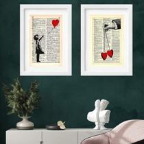Kit 2 Quadros Vintage Corações - 60X48Cm Kit 2 Quadros Vintage Corações - 60X48Cm