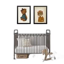 Kit 2 Quadros Vintage Para Quarto De Bebê Ursos 45X34Cm