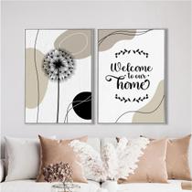 Kit 2 Quadros Welcome To Our Home 24X18Cm Branca