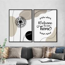 Kit 2 Quadros Welcome To Our Home 33x24cm