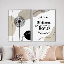 Kit 2 Quadros Welcome To Our Home 45X34Cm - Com Vidro Branca Kit 2 Quadros Welcome To Our Home 45X34Cm - Com Vidro Branca
