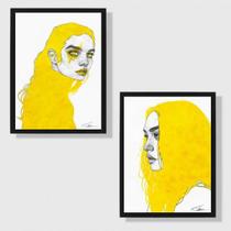Kit 2 Quadros Women Yellow 33x24cm - com vidro