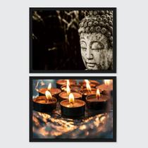 Kit 2 Quadros Zen Buda E Velas 45x34cm