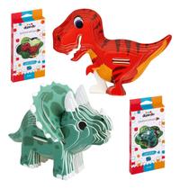 Kit 2 Quebra Cabeça 3d Dinossauro Em Papel T-rex Enigma
