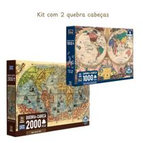 KIT 2 Quebra Cabeça De Mapas Antigos 1000 E 2000 Peças - Toyster - puzzle KIT 2 Quebra Cabeça De Mapas Antigos 1000 E 2000 Peças - Toyster - puzzle