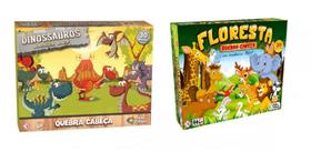 Kit 2 Quebra Cabeça MDF Floresta Dinossauros 30 Pçs 4 Anos