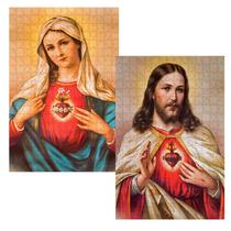 Kit 2 Quebra-Cabeça Religiosos Sagrado Coração de Jesus e Maria de 60 Peças Kit 2 Quebra-Cabeça Religiosos Sagrado Coração de Jesus e Maria de 60 Peças