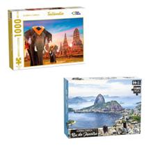 kit 2 quebra cabeças 1000 peças - Tailandia e Rio de Janeiro