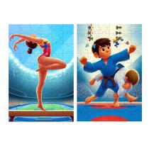 Kit 2 Quebra-Cabeças Esportes para Autistas Judô e Ginastica
