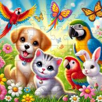 Kit 2 Quebra-Cabeças Infantil Animais Fofos de 20 peças em mdf