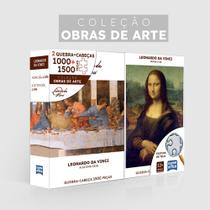 Kit 2 quebra cabeças monalisa + a ultima ceia 1000 e 1500 pç