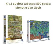 Kit 2 quebra cabeças: Monet - A Ponte e Van Gogh - Lírios Kit 2 quebra cabeças: Monet - A Ponte e Van Gogh - Lírios