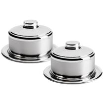 Kit 2 queijeiras de alumínio prato porta queijo com tampa Kit 2 queijeiras de alumínio prato porta queijo com tampa