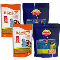 Kit 2 Ração Bambito Extrusado 500g + 2 Bambito Mix Sementes 500g - Biotron Comida Calopsita RingNeck