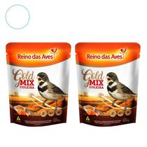 Kit 2 Ração Gold Mix Premium Coleira para Pássaros Porte Pequeno 500g