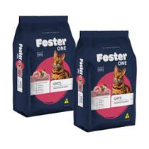 Kit 2 Ração para Gatos Foster One Adultos e Filhotes sabor Blend de Carne 1kg