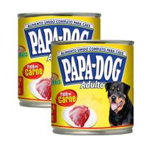 Kit 2 Ração Úmida para Cachorro Papa Dog Adulto Patê Sabor Carne em Lata 280g