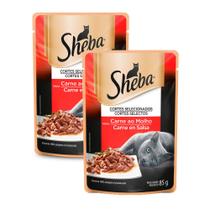 Kit 2 Ração Úmida para Gatos Sheba Adulto Sabor Carne ao Molho em Sachê 85g