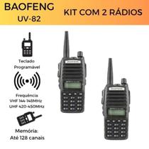 KIT 2 Rádio Baofeng UV-82 Dual Band 2 Frequências + Carregador Base