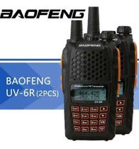 Kit 2 rádio comunicador baofeng modelo uv6r walkie talkie 7w