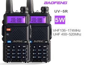 Kit 2 rádio comunicador baofeng uv5r vhf uhf 5w profissional