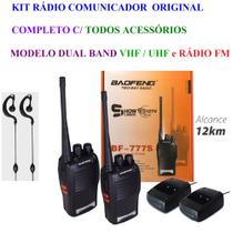Kit 2 Radio Comunicador WALK TALK Dual Band 16 Ch 12km Baofeng 777s Ht PROFISSIONAL