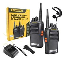 Kit 2 Rádio Walk Talk Profissional 16ch 2 Fones Ptt