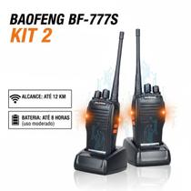 Kit 2 Rádios Comunicador Profissional 777S com Lanterna LED, 16 Canais e Bateria Recarregável Preto