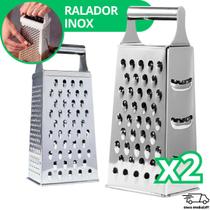 Kit 2 Raladores 4 Faces - INOX Rala + Fatia Queijo Legumes - SQ Só Qualidade