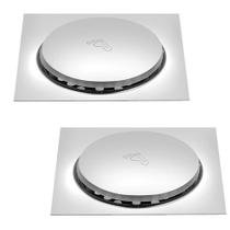 Kit 2 Ralo Click Para Banheiro Quadrado15X15 Veda Cheiro