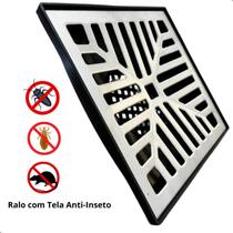 kit 2 Ralo Coletor Pluvial 20x20 75mm Grelha Côncava e Tela Anti Inseto