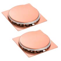 Kit 2 Ralo de Banheiro Rose Gold 10x10 Aço Inox Veda Cheiro Anti Insetos Quadrado Com Fechamento