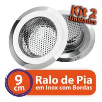 Kit 2 Ralo de Pia Inox 9cm ou 3.1/2 para Válvula Americana Tipo Ralo Japonês