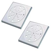 Kit 2 Ralo Grelha Inox Para Banheiro Quadrado10x10 Com Fecho Kit 2 Ralo Grelha Inox Para Banheiro Quadrado10x10 Com Fecho