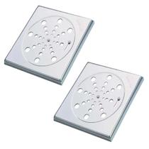 Kit 2 Ralo Grelha Inox Para Banheiro Quadrado10X10 Com Fecho Kit 2 Ralo Grelha Inox Para Banheiro Quadrado10X10 Com Fecho