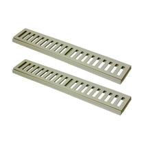 Kit 2 Ralo Grelha Linear Caixilho Em Alumínio Bege 15x50cm