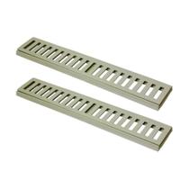 Kit 2 Ralo Grelha Linear Caixilho Em Alumínio Bege 20x50cm