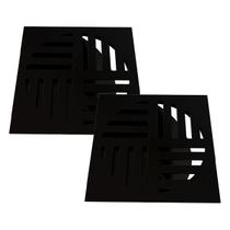 Kit 2 Ralo Grelha Quadrada Com Fecho Automático Preto 15cm
