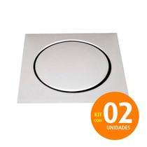 Kit 2 Ralo Inteligente Click Inox 10x10 Cm Quadrado Banheiro Cromado Lavabo Veda Cheiro