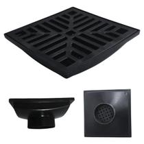 Kit 2 Ralos 20x20 Plástico Térmico Preto - Coletor + Tela