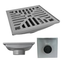 Kit 2 Ralos 20x20cm Grelha Plástico Conjunto Cinza